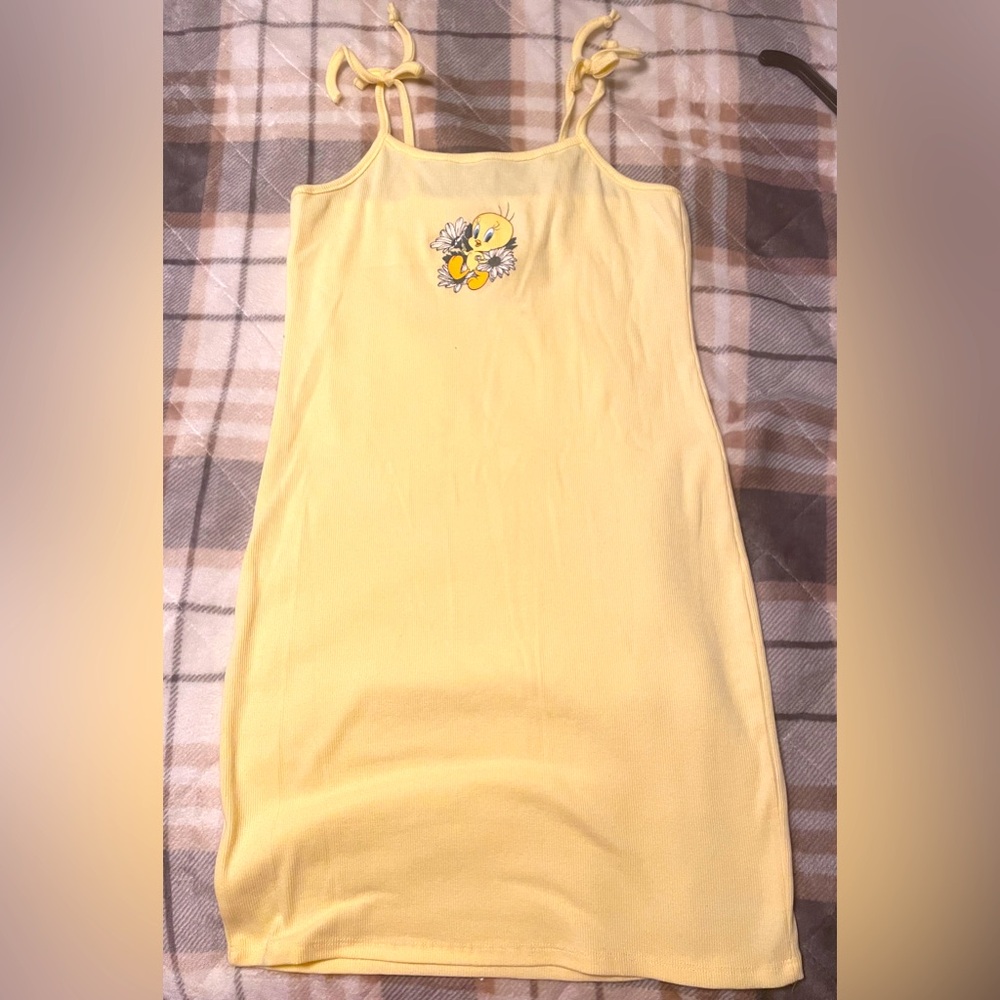 NWT Looney Tunes- Tweetie Bird Yellow Summer Dress with Shoulder Ties- Women’s M